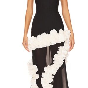 Elegant Black and White Ruffle Dress